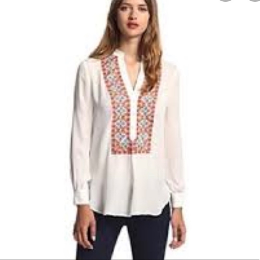 Haute Hippie Henley Embroidery Blouse